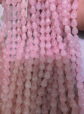 天然粉晶水滴散珠半成品diy手串项链锁骨链饰品配件