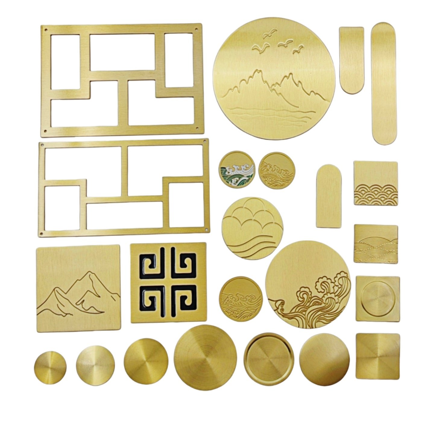 新中式家具装饰铜片黄铜装饰贴片配件古典家居纯装饰圆盘祥云山水,淘宝优惠券,粉丝福利购,淘宝优惠卷
