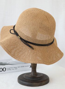 草帽女士夏荷叶边韩版风日式沙滩