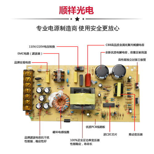 交流220v转直流12v10a开关电源12vLED灯条灯带监控摄像头转换器 - 图2
