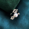 <Jisong> Ins style double layer pig nose ring 925 sterling silver freshwater pearl ring opening fashionable and western style