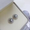 <Cool Neon>Natural colorless akoya seawater pearl brushed sterling silver earrings ring for women