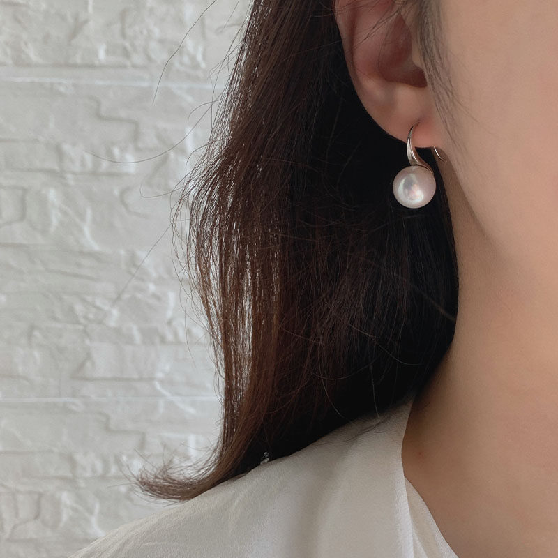 《高跟鞋》精工纯银加厚高跟鞋11-12mm白色珍珠耳钩简约气质耳饰,淘宝优惠券,粉丝福利购,淘宝优惠卷