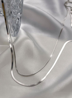 双层蛇骨项链ins设计感冷淡风简约纯银项链2022年新款女锁骨链