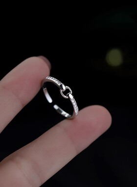 几何圆形排钻素圈戒指女百搭高级感小众轻奢设计时尚网红开口指戒