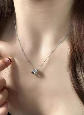 韩版锆石双圈闪钻项链女轻奢高级感百搭ins风小众时尚百搭锁骨链
