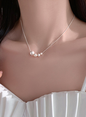 925纯银颈链轻奢小众设计锁骨链女2022年新款气质珍珠项链