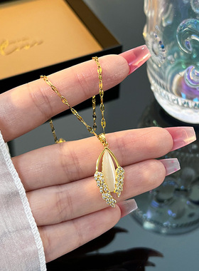 时尚新款猫眼麦穗钛钢项链女不掉色夏季轻奢高级感锁骨链配饰品