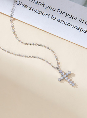 925纯银十字架项链2023新款爆款女小众设计锁骨链轻奢高级饰品