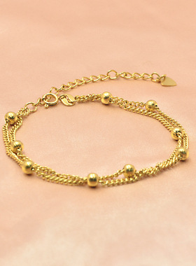 钛钢双层满天星手链简约ins风小众高级感18K金圆形珠子配饰品