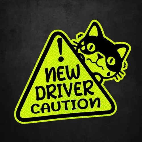 亚马逊卡通新手司机反光车贴STUDENT NEW DRIVER CAUTION警示贴 - 图2