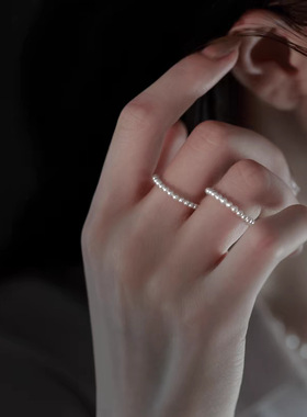 尺寸全2mmshi家珍珠戒指轻奢小众叠戴素圈食指戒简约百搭指环
