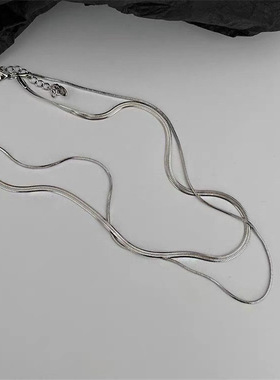 欧美双层叠戴钛钢蛇骨链女小众设计感项链女冷淡风项链嘻哈配饰品