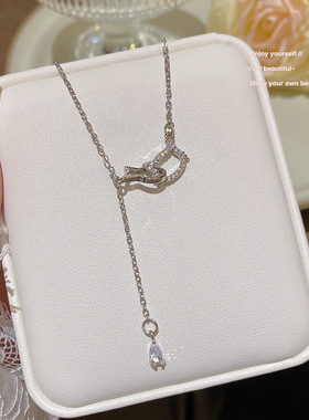 新款可爱小猫吃鱼项链轻奢小众简约甜美锁骨链时尚百搭精致颈链女