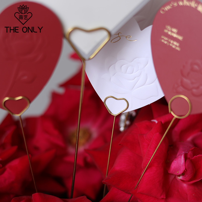 薇艺 金属贺卡插签花束卡片夹鲜金属镀金插杆花艺鲜花包装资材,淘宝优惠券,粉丝福利购,淘宝优惠卷