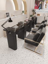 Iron bites tempered glass medecine table and chairs suit with vacuum cleaner brief light and luxurious beauty parlor black gold repi table