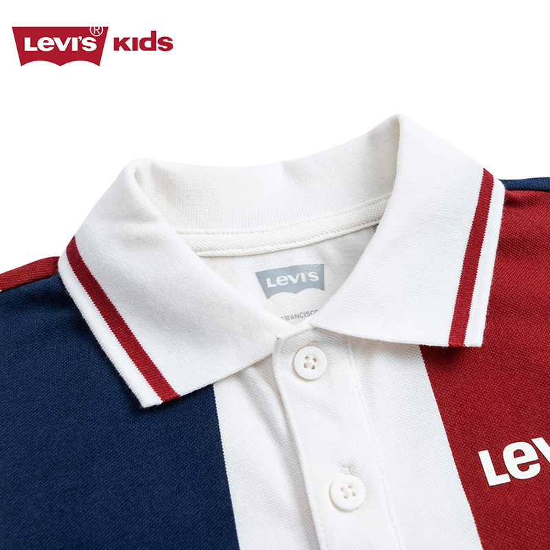 Levi's李维斯儿童男童短袖T恤Polo衫2024夏季新款条纹童装上衣-图1