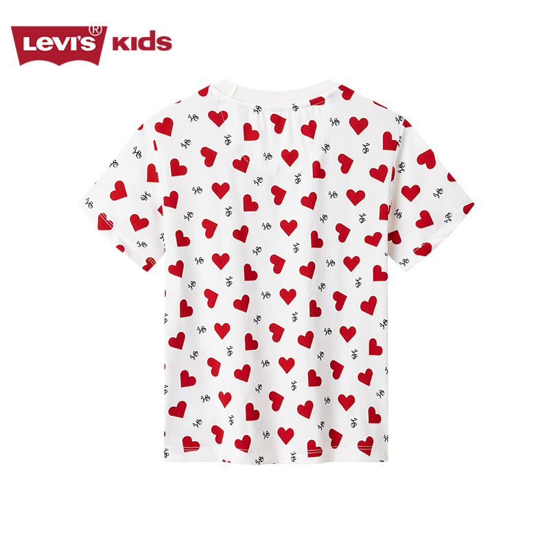 【商场同款】Levi's李维斯儿童童装T恤25新款满印爱心桃短袖上衣 - 图0