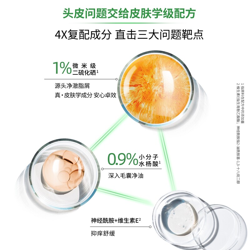 薇姿绿标洗发水官方正品去屑水润控油蓬松去头皮屑二硫化硒洗发露