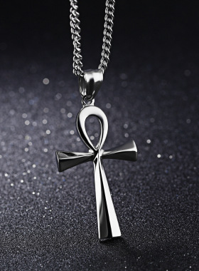 安卡十字架项链生命之符男士钛钢吊坠死者苏生挂坠潮人霸气配饰品