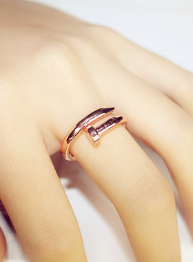 街头风蹦迪钉子学生饰品食指环