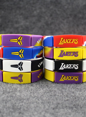 科比退役纪念礼品湖人队篮球明星kobe运动划扣硅胶腕带手镯环饰品