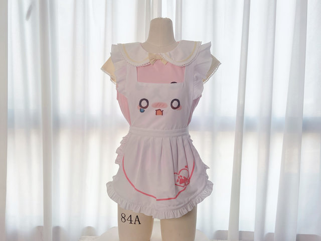 Kaomoji apron cat paw print maid apron