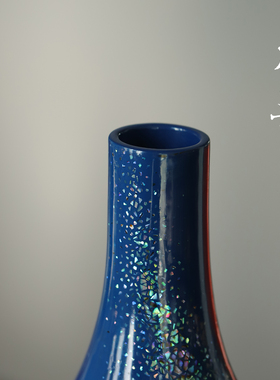 本曼大漆脱胎花器手作贴螺钿漆器