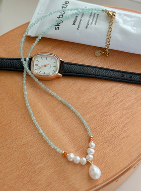 气质淡水珍珠吊坠天然石串珠项链