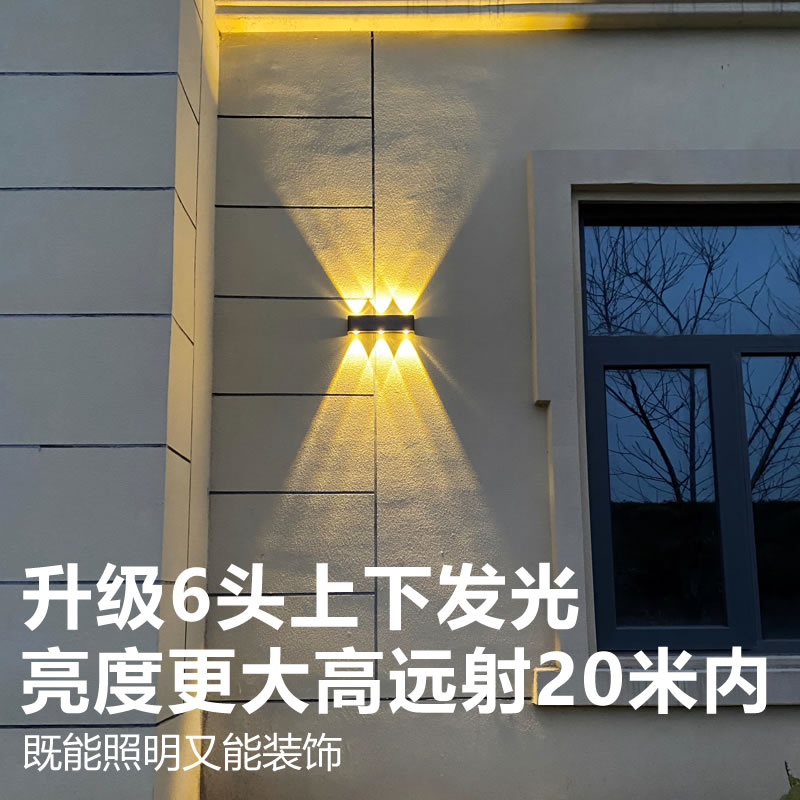 超亮太阳能户外射灯洗墙灯室外长条壁灯围墙大门口别墅外墙防水 - 图1