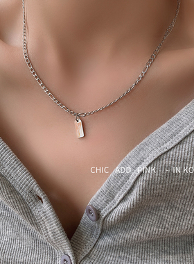 chicaddpink双层银色项链