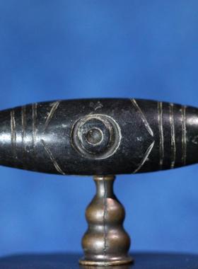 圣饰奇缘 黑皮陨石二眼天珠文玩老物件可吸磁铁 超顶男女款项链