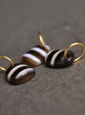 纯天然玛瑙天珠卡子小咒牌藏式料器DIY配饰文玩菩提佛珠手串坠子