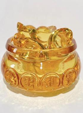 黄水晶元宝摆件聚宝盆