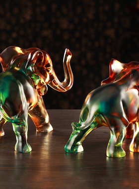 古法琉璃乔迁新居礼品大象摆件