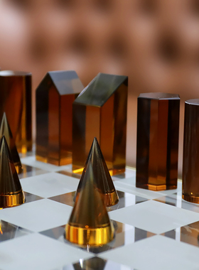 国际象棋售楼处书房摆件水晶轻奢