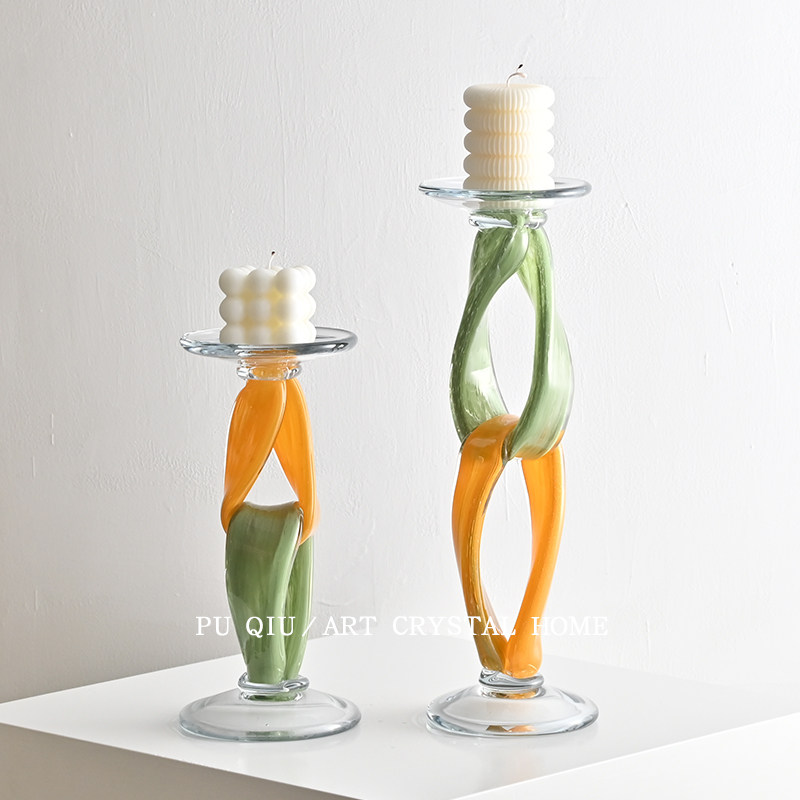 法式琉璃烛台高级感小众浪漫中古摆件艺术玻璃烛台边几柜软装饰品,淘宝优惠券,粉丝福利购,淘宝优惠卷