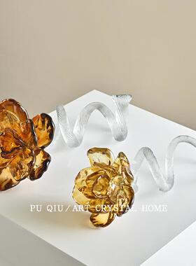 简约现代手工玻璃动物摆件家居客房书柜边几电视柜装饰可爱小摆件