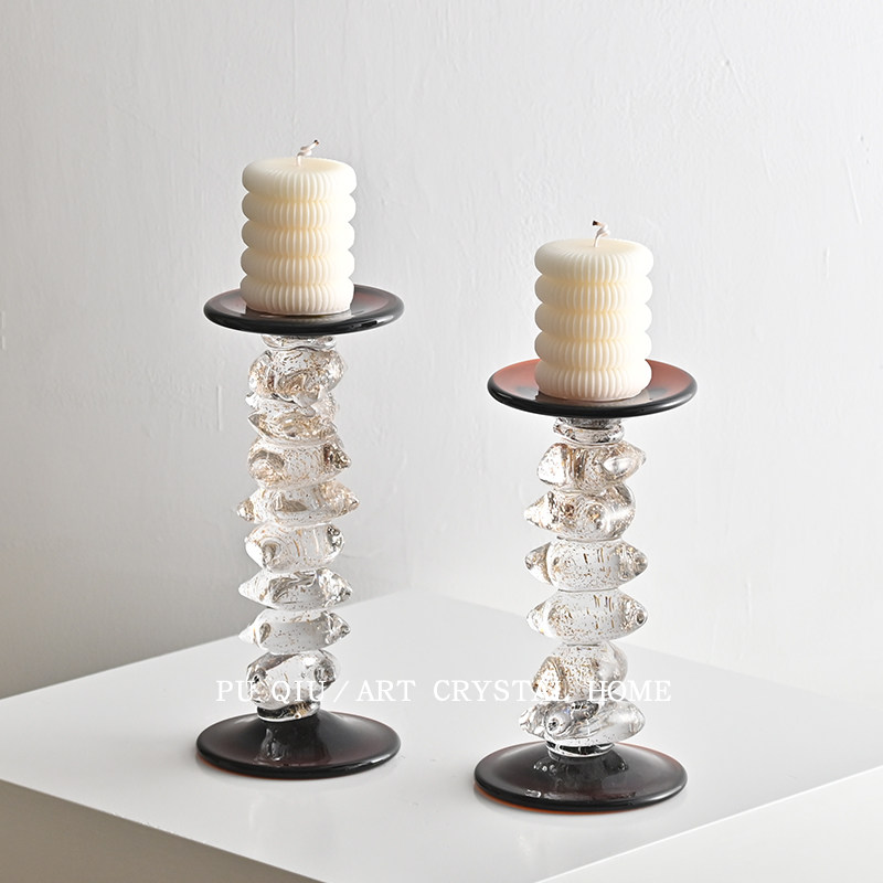 法式琉璃烛台高级感小众浪漫中古摆件艺术玻璃烛台边几柜软装饰品,淘宝优惠券,粉丝福利购,淘宝优惠卷