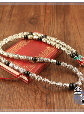 藏银高端霸气百搭银色佛牌链佛珠