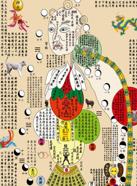 白云观黄帝内经图修真图火候图高清挂画中医养生馆药店诊所装饰画