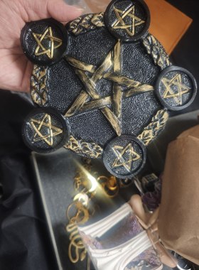 进口五芒星树脂烛台黑金色个性烛台装饰烛台居家摆件棕色烛台