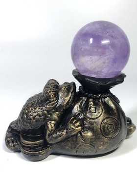 树脂水晶球底座蟾蜍饰品收纳时尚创意工艺品金蟾球座家居装饰摆
