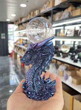 水晶球底座摆件 树脂龙头球托摆件展示球架工艺品