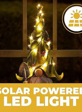 北欧发光铁铲圣诞节精灵卡通树脂工艺品摆件庭院装饰品装饰花园