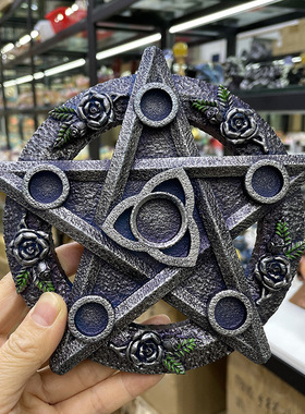 跨境货源 五芒星水晶球玉石原石摆件 六星阵底座大地女神祭坛祭祀