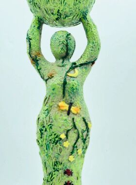 手托祭坛女神雕像烛台摆件客厅卧室茶灯摆饰欧式艺术树脂工艺品