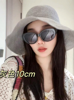 草帽女夏纯手工细草遮阳防晒圆顶
