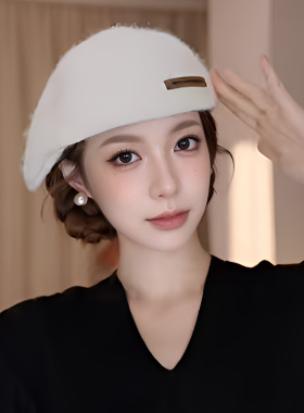 复古显脸小保暖贝雷帽女大头围