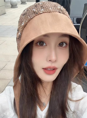 设计师款环绕遮阳帽檐可折叠女款